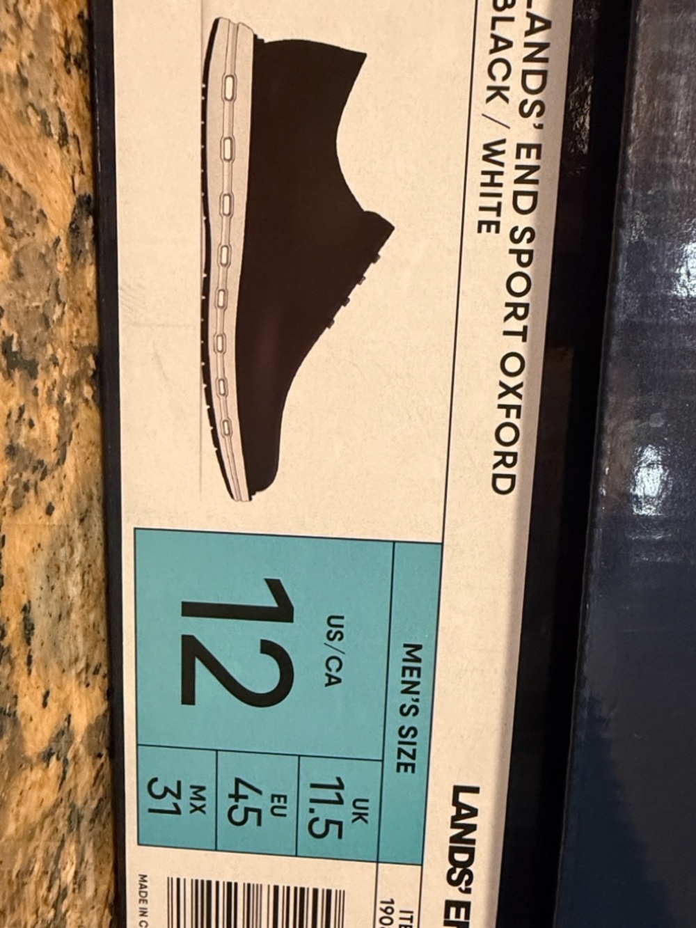 Lands' End Men's Black Sport Oxford size 12 NEW IN BOX - Picture 7 of 7